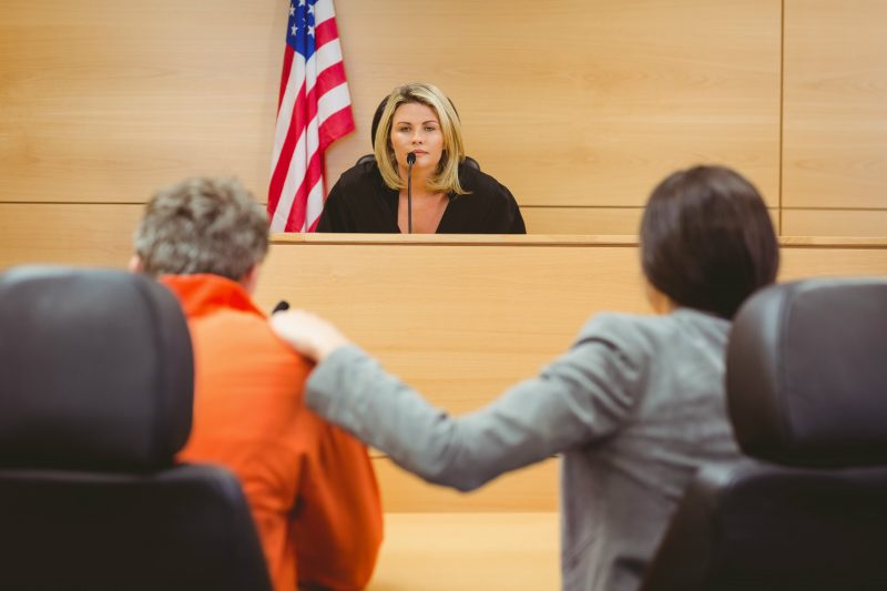 Judge looking at defendant
